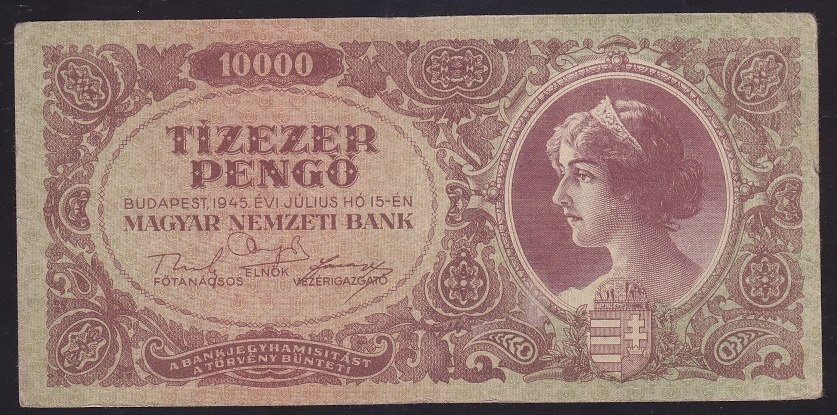 MACARİSTAN 10000 PENGO 1945 ÇOK ÇOK TEMİZ