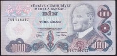 6.EMİSYON 2.TERTİP 1000 LİRA D44 716247 ÇOK TEMİZ +