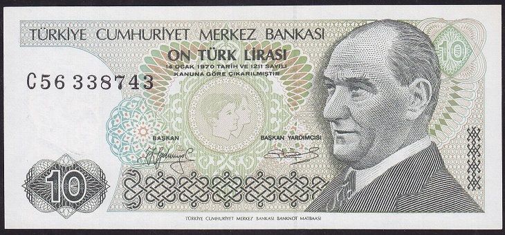 7.Emisyon 1.Tertip 10 Lira C56 338743 Çil