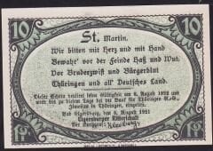 Almanya 10 Pfennig Notgeld 1921 Çil