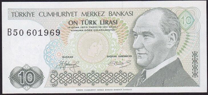 7.Emisyon 1.Tertip 10 Lira B50 601969 Çilaltı Çil