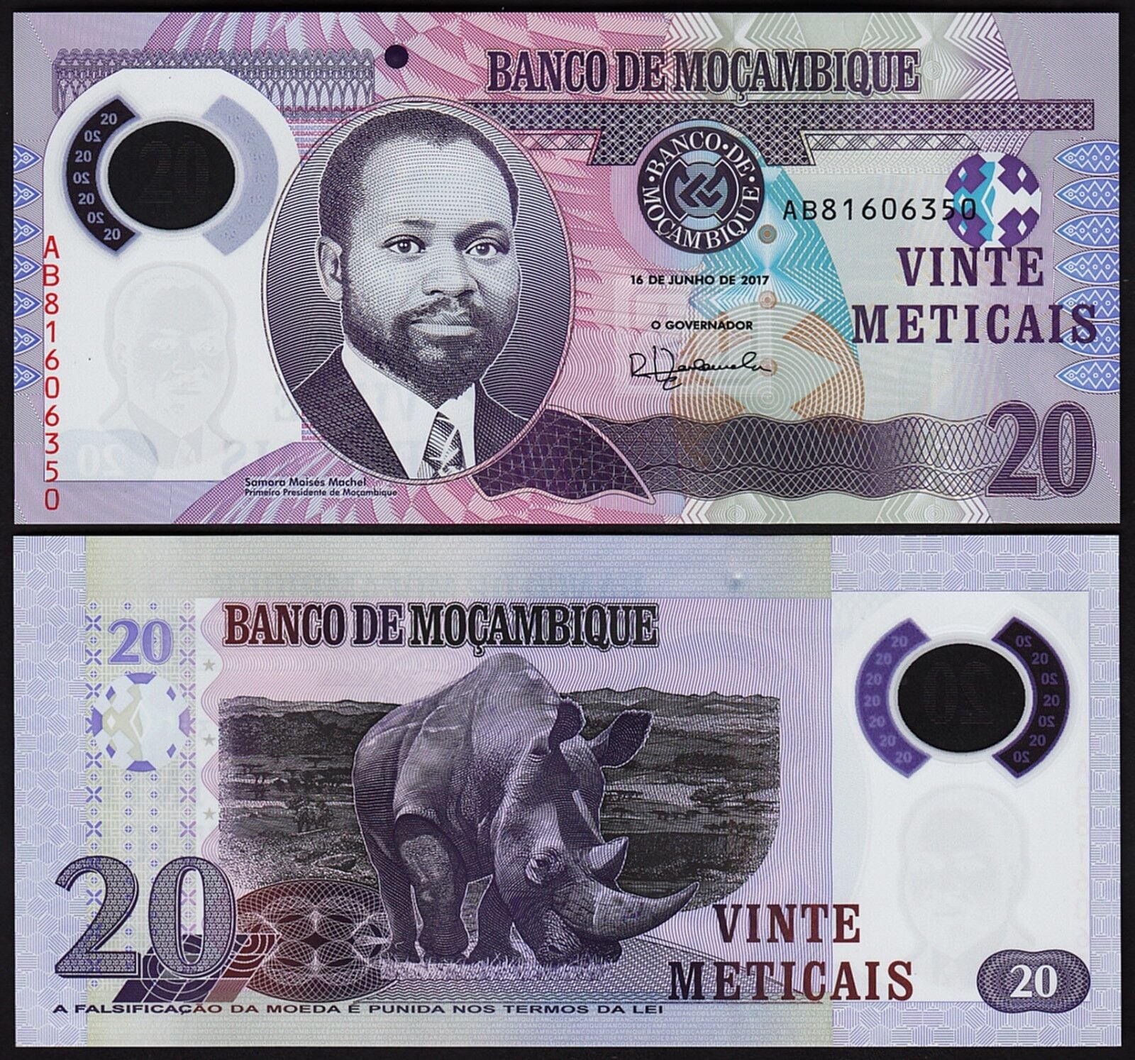 Mozambik 20 Meticais 2017 Çil Polimer Pick 149