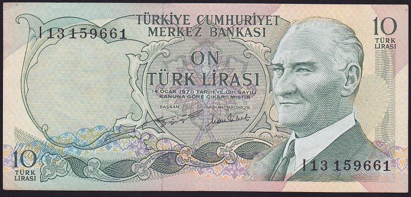 6.Emisyon 2.Tertip 10 Lira I13 159661 Çok Çok Temiz+