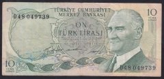6.EMİSYON 1.TERTİP 10 LİRA D48 049739 ÇOK TEMİZ +