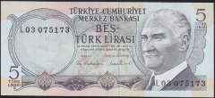 6.EMİSYON 2.TERTİP 5 LİRA L03 075173 ÇİLALTI