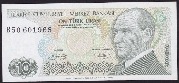 7.Emisyon 1.Tertip 10 Lira B50 601968 Çilaltı Çil
