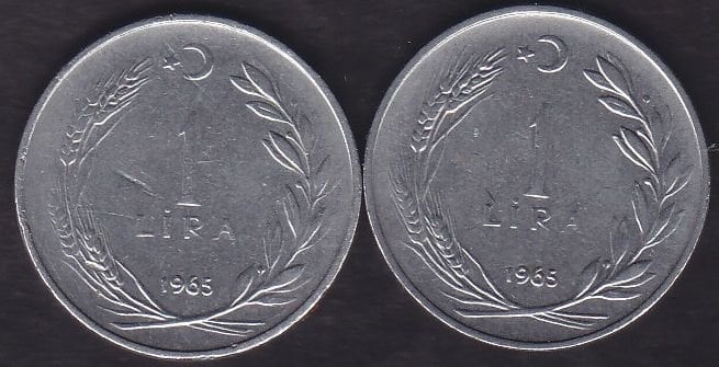 1965 Yılı 1 Lira (Ters Düz Takım)