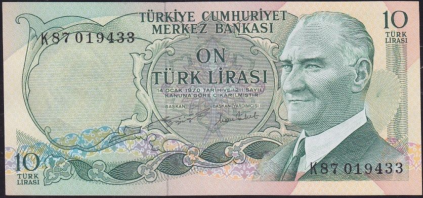 6.Emisyon 2.Tertip 10 Lira K87 019433 Çil