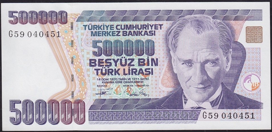 7.Emisyon 3.Tertip 500000 Lira G59 040451 Çil