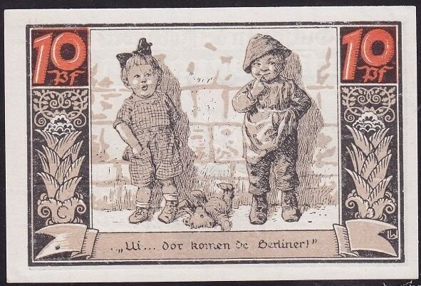 Almanya 10 Pfennig Notgeld 1920 Çil Filigranlı