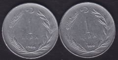 1966 Yılı 1 Lira (Ters Düz Takım)