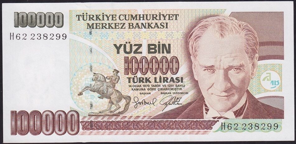 7.Emisyon 3.Tertip 100000 Lira H62 238299 Çilaltı Çil