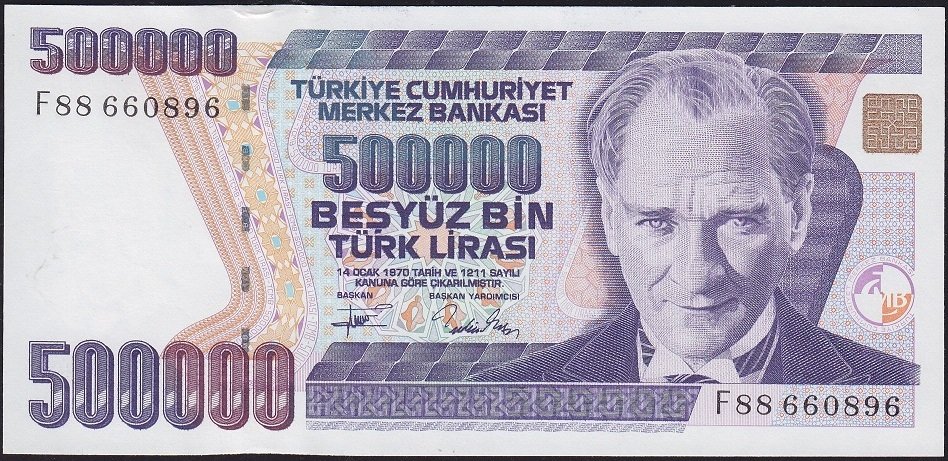 7.Emisyon 3.Tertip 500000 Lira F88 660896 Çil