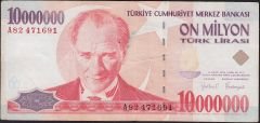 7.Emisyon 10 000 000 Lira A82 471691 Çok Temiz