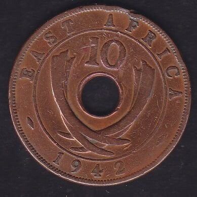 İngiliz East Africa 10 Cent 1942