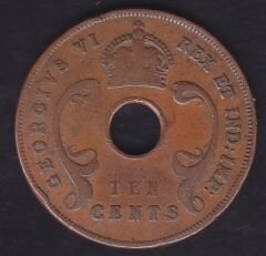 İngiliz East Africa 10 Cent 1942