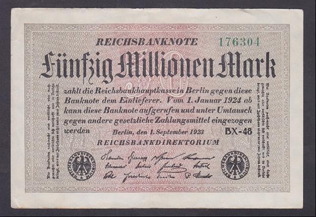 ALMANYA 50 MİLYON MARK 1923 ÇİLALTI
