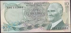 6.Emisyon 2.Tertip 10 Lira K81 131694 Çok Çok Temiz+