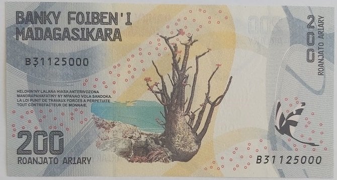 Madagaskar 200 Ariary 2017 Çil ( 000 )Pick 98