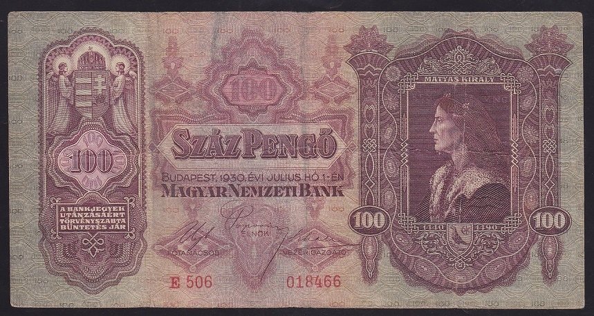 MACARİSTAN 100 PENGO 1930 ÇOK TEMİZ