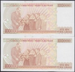 7.EMİSYON 3.TERTİP 100000 LİRA F16 353699 - 700 SERİ TAKİPLİ 2 ADET ÇİL