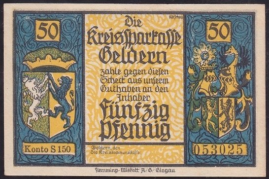 ALMANYA 50 PFENNİNG NOTGELD 1921 ÇİL