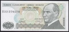 7.Emisyon 1.Tertip 10 Lira B33 578170 Çilaltı Çil