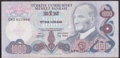 6.EMİSYON 2.TERTİP 1000 LİRA C83 822966 ÇOK TEMİZ + eski kağıt para değerleri