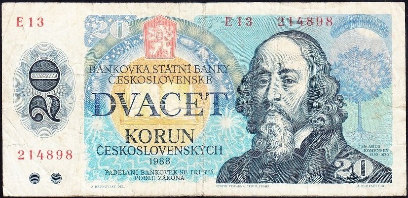 Çekoslovakya 20 Korun 1988 Çok Temiz