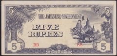 JAPONYA ( BURMA ) 5 RUPEES 1942-1944 ÇÇT ÇİLALTI
