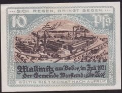 Almanya 10 Pfennig Notgeld 1921 Çil Filigranlı