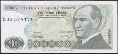 7.Emisyon 1.Tertip 10 Lira B33 578171 Çilaltı Çil