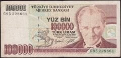 7.Emisyon 3.Tertip 100000 Lira G85 228661 Temiz