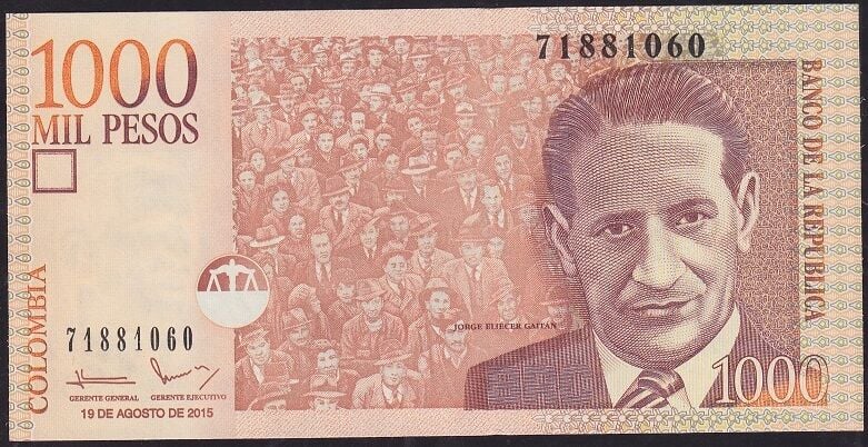 Kolombiya 1000 Pesos 2015 Çilaltı