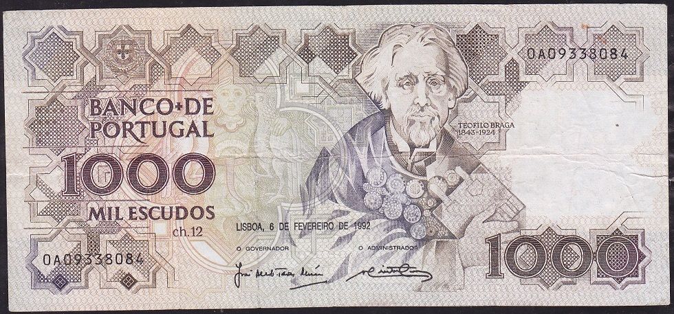 Portekiz 1000 Escudos 1992 Çok Temiz