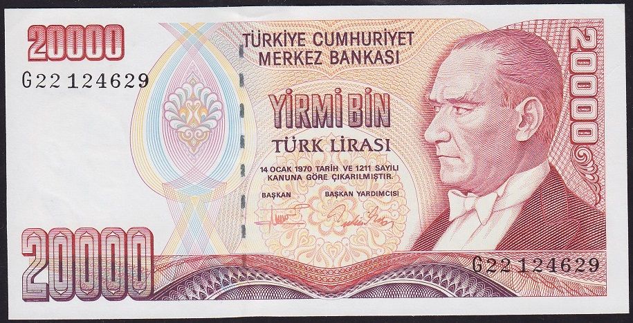 7.Emisyon 2.Tertip 20000 Lira G22 124629 Çil