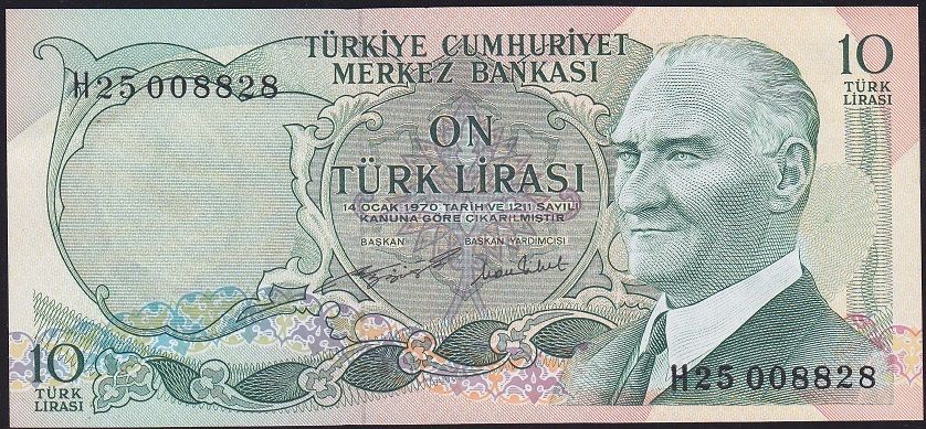 6.Emisyon 2.Tertip 10 Lira H25 008828 Çilaltı