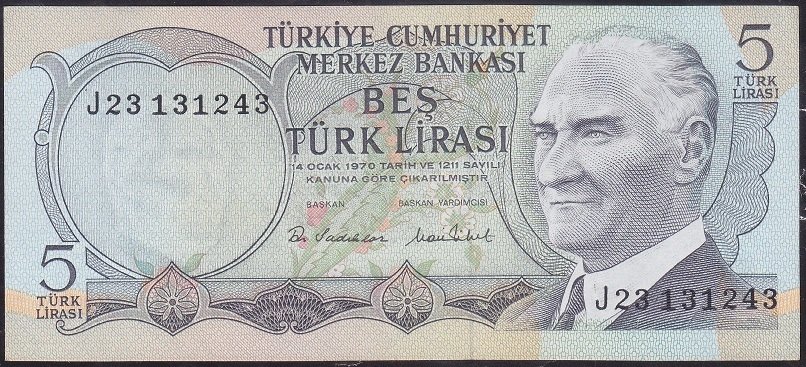 6.Emisyon 2.Tertip 5 Lira J23 131243 Çilaltı