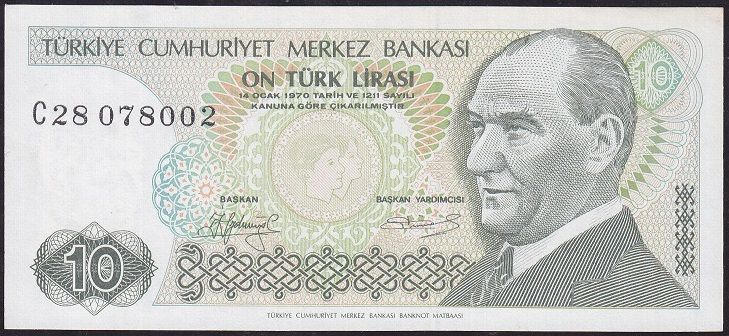 7.Emisyon 1.Tertip 10 Lira C28 078002 Çilaltı Çil