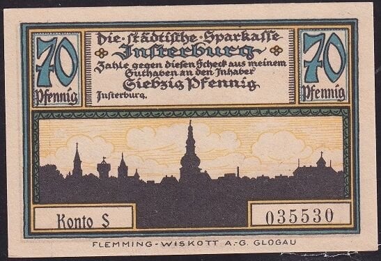 Almanya 70 Pfennig Notgeld 1920 Çil