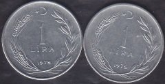 1975 Yılı 1 Lira (Ters Düz Takım)