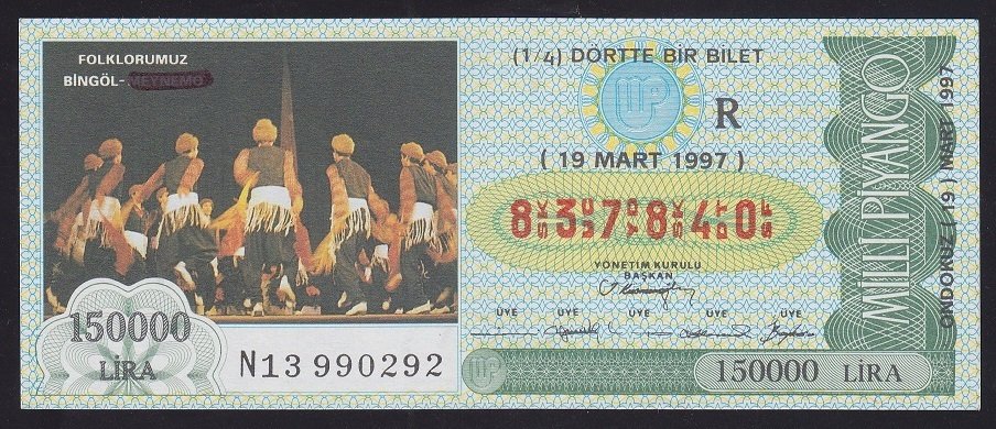 1997 19 MART ÇEYREK BİLET BİNGÖL