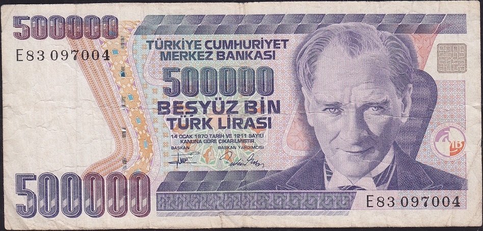 7.Emisyon 3.Tertip 500000 Lira E83 097004 Temiz