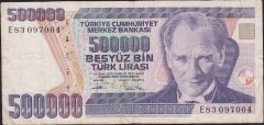 7.Emisyon 3.Tertip 500000 Lira E83 097004 Temiz