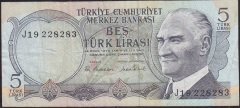6.Emisyon 2.Tertip 5 Lira J19 228283 Çok Temiz