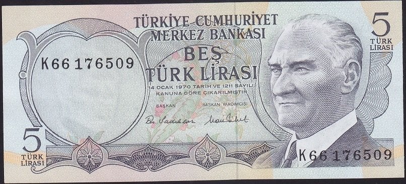 6.EMİSYON 2.TERTİP 5 LİRA K66 176509 ÇİLALTI