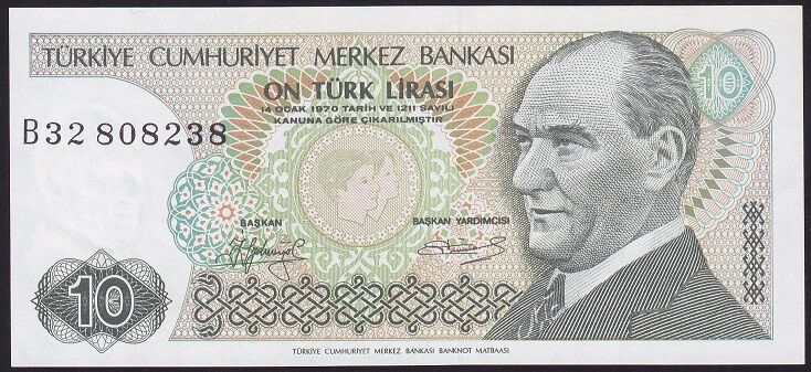 7.Emisyon 1.Tertip 10 Lira B32 808238 Çilaltı Çil