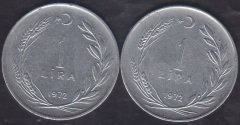 1972 Yılı 1 Lira (Ters Düz Takım)