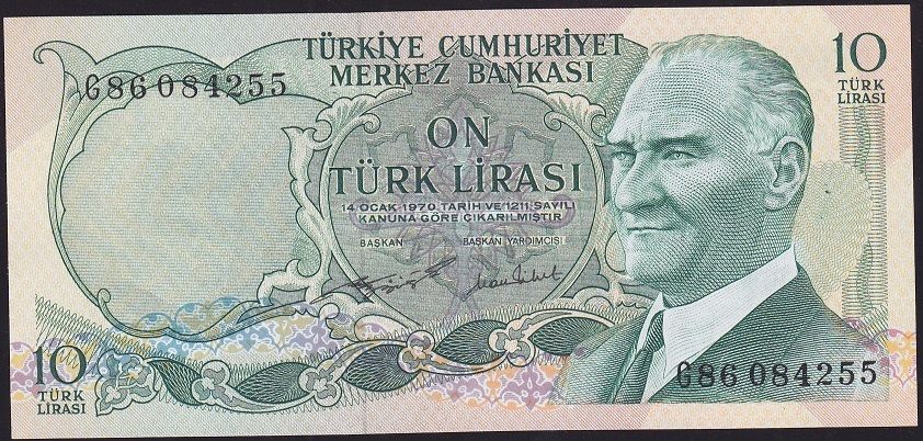 6.Emisyon 2.Tertip 10 Lira G86 084255 Çil
