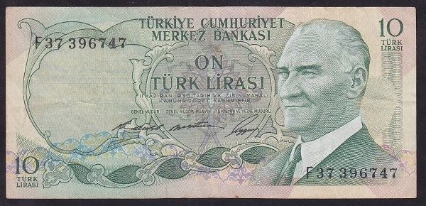 6.EMİSYON 1.TERTİP 10 LİRA F37 396747 ÇOK TEMİZ +